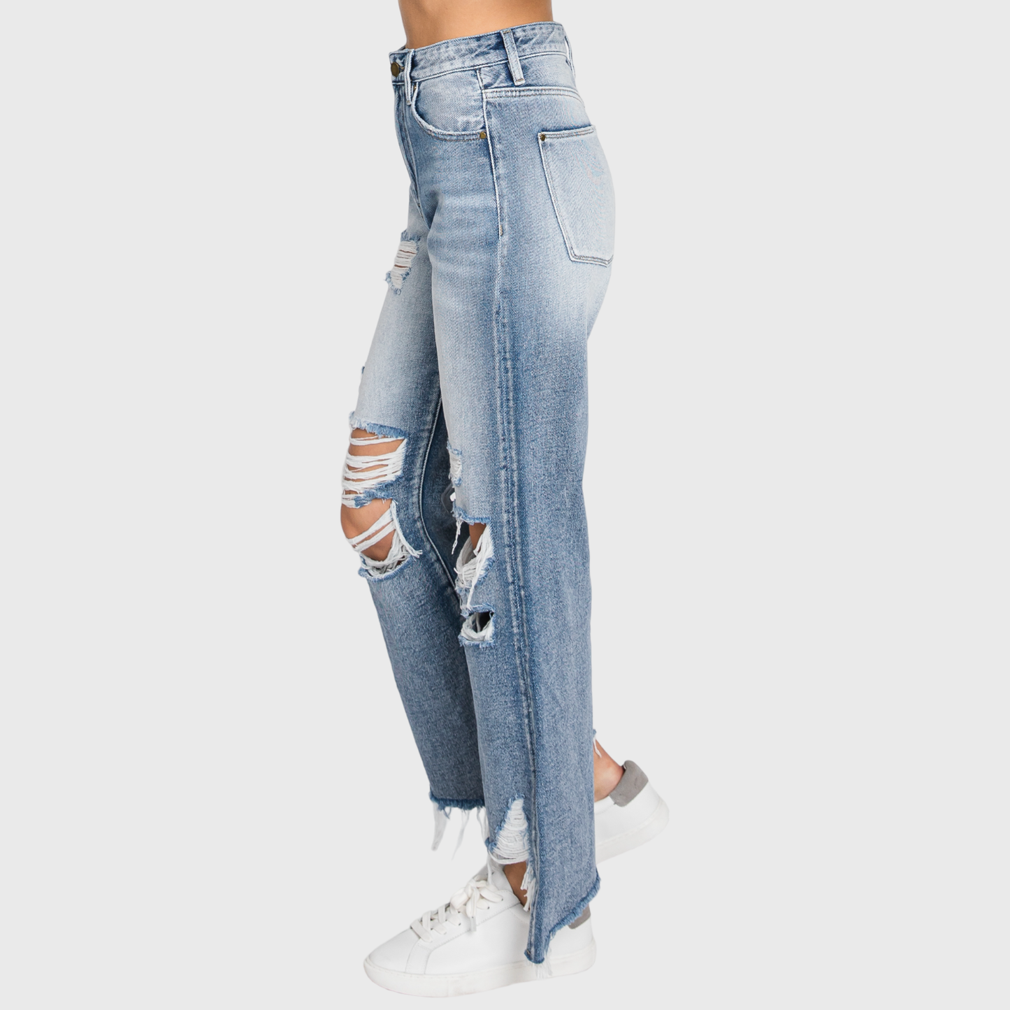 DISTRESSED HIGH RISE RIGID VINTAGE CROPPED FLARE