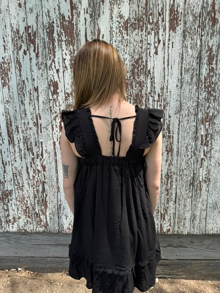 Ruffled Black Mini Dress