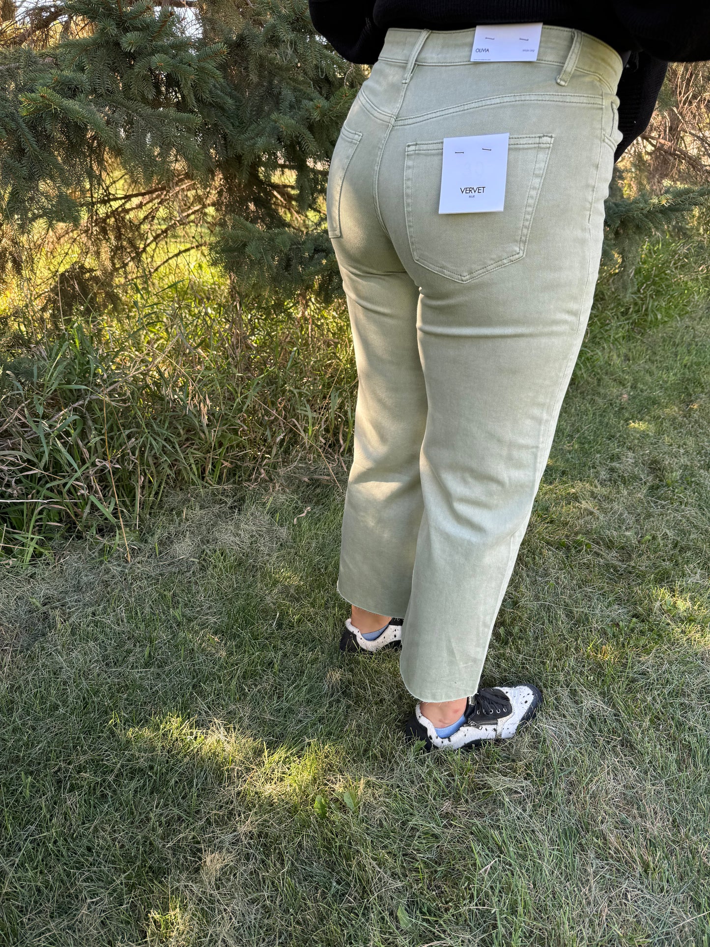 High Rise Wide Leg Jeans- Swamp