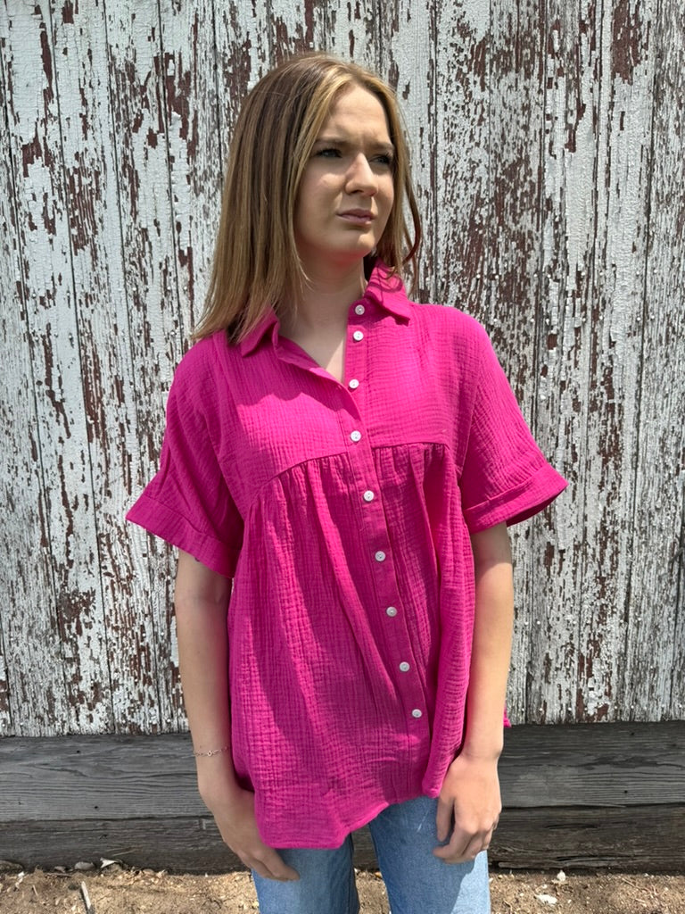 Hot Pink Baby Doll Top