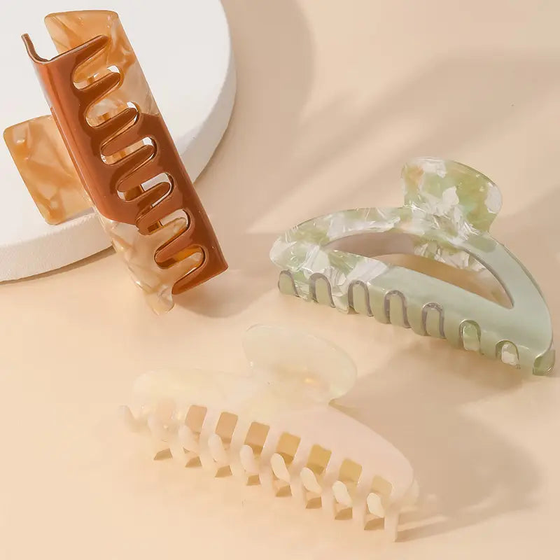 Acetate Three Piece Hair Claw Set