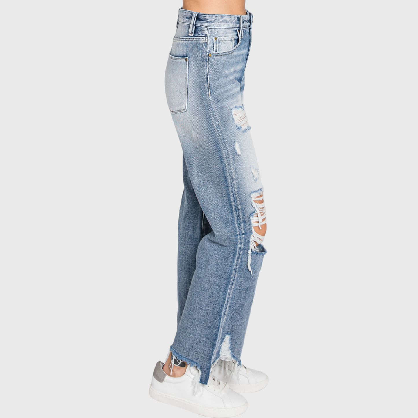 DISTRESSED HIGH RISE RIGID VINTAGE CROPPED FLARE