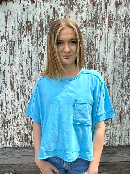 Mineral Washed Oversized Crop Comfy Knit Top