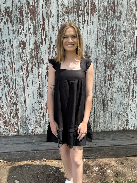 Ruffled Black Mini Dress