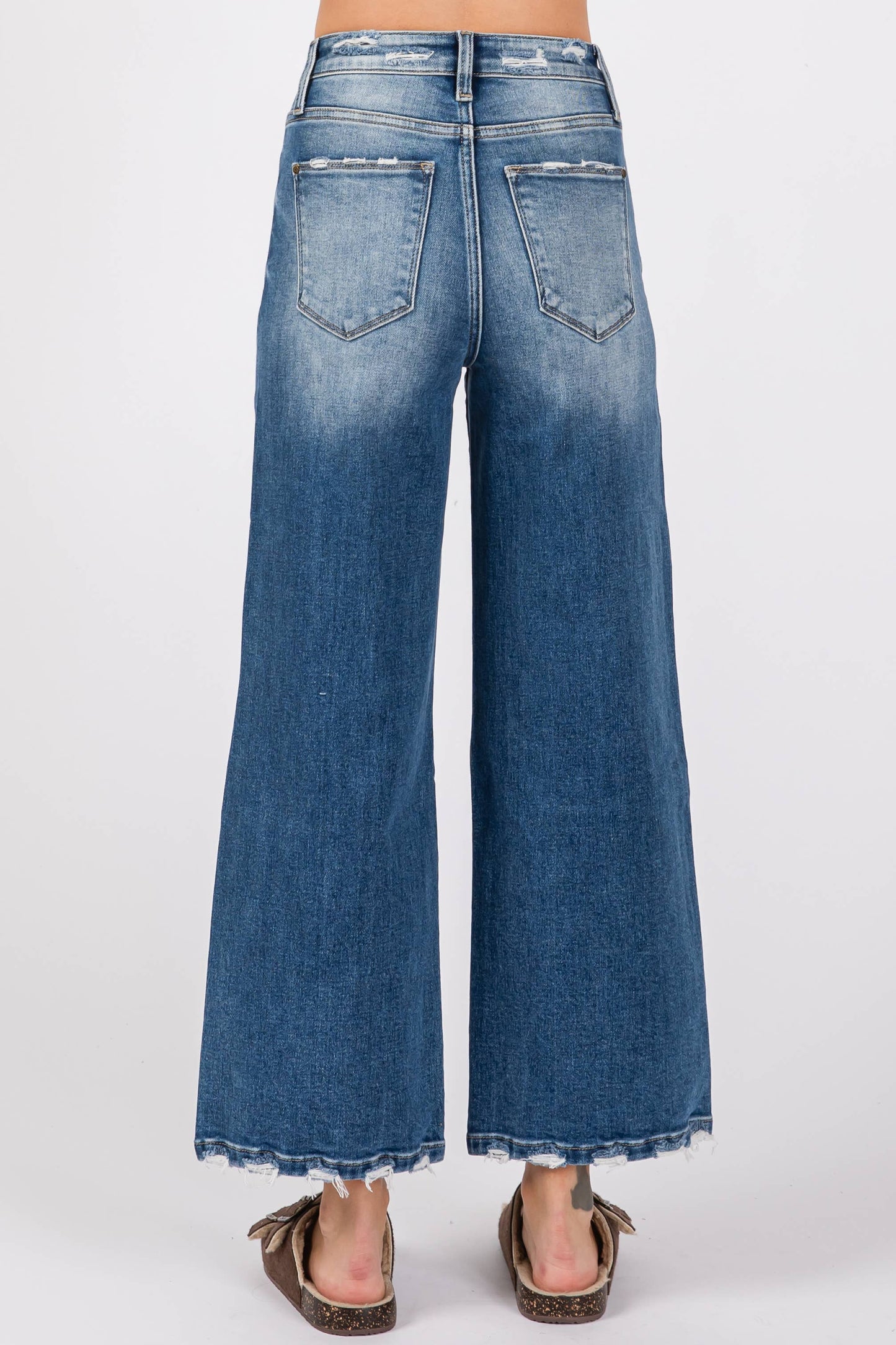 WIDE DESTROYED HIGH RISE RELAXED CROPPED WIDE LEG