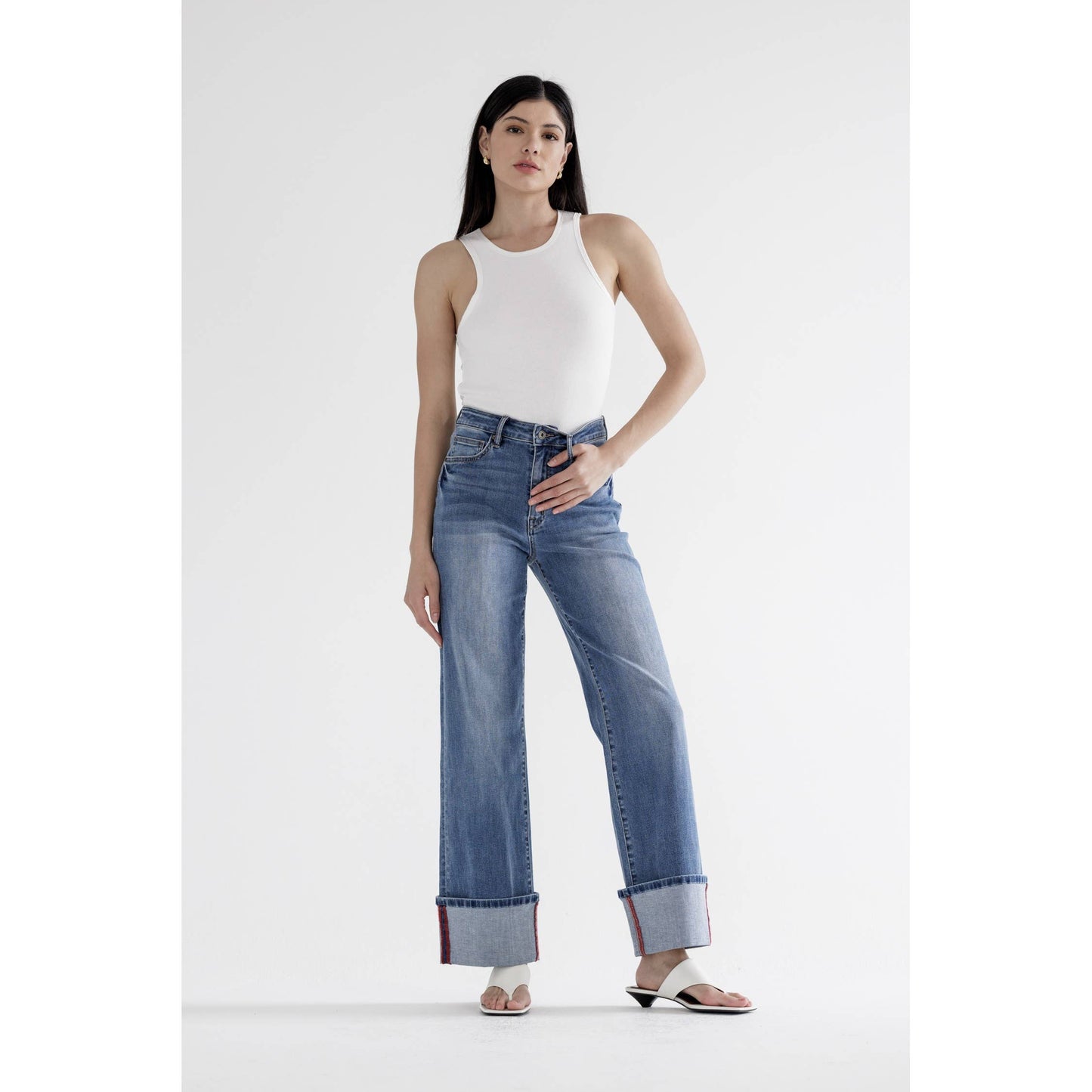 MICA HIGH RISE WIDE LEG WITH CUFF HEM