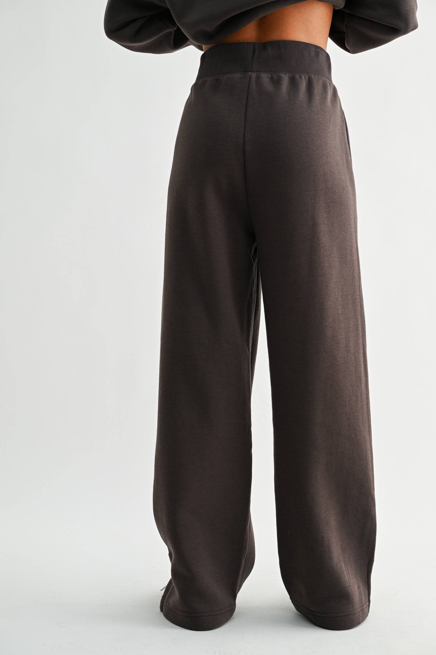 Espresso Wide Leg Fleece Pants