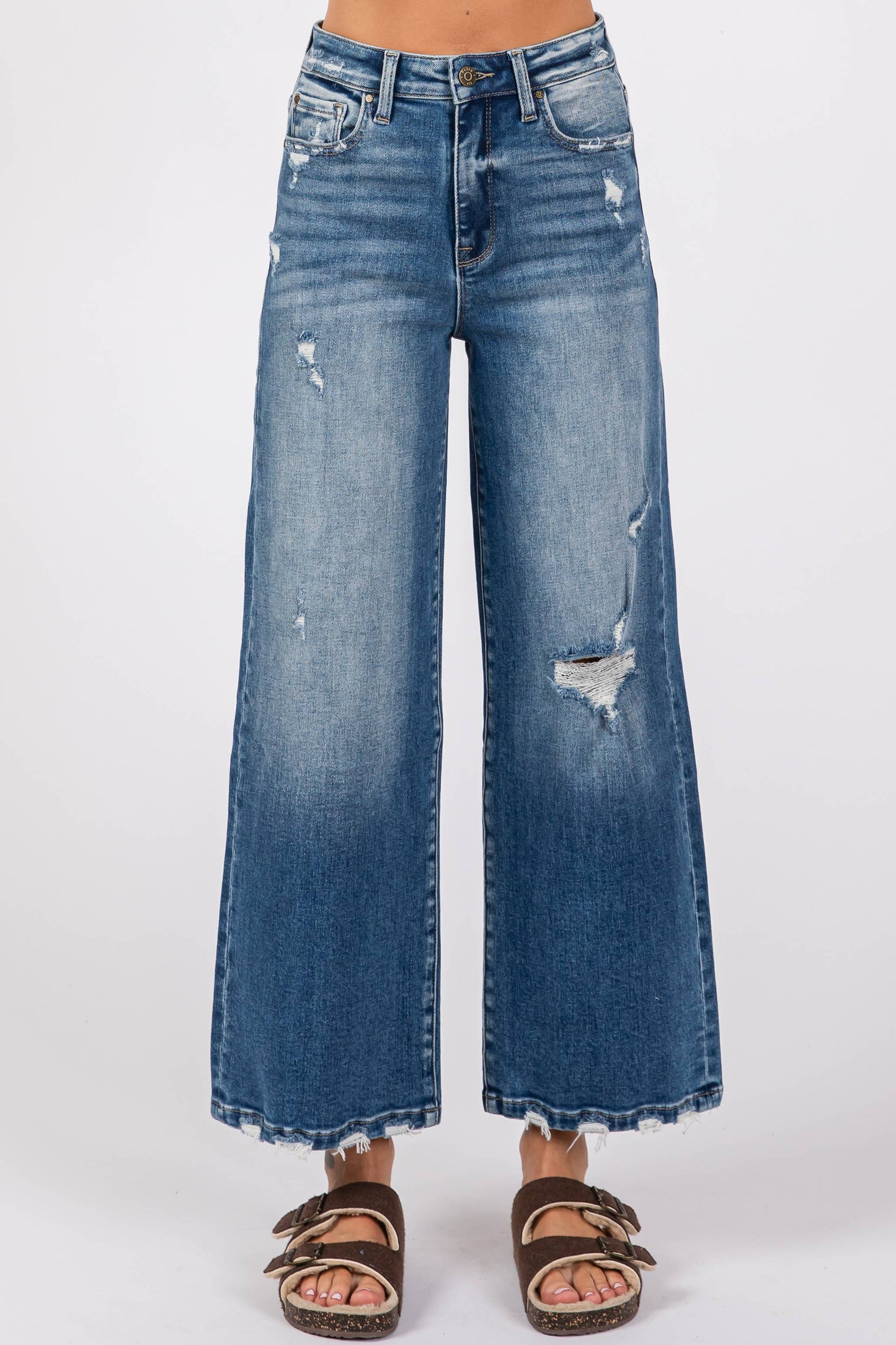 WIDE DESTROYED HIGH RISE RELAXED CROPPED WIDE LEG