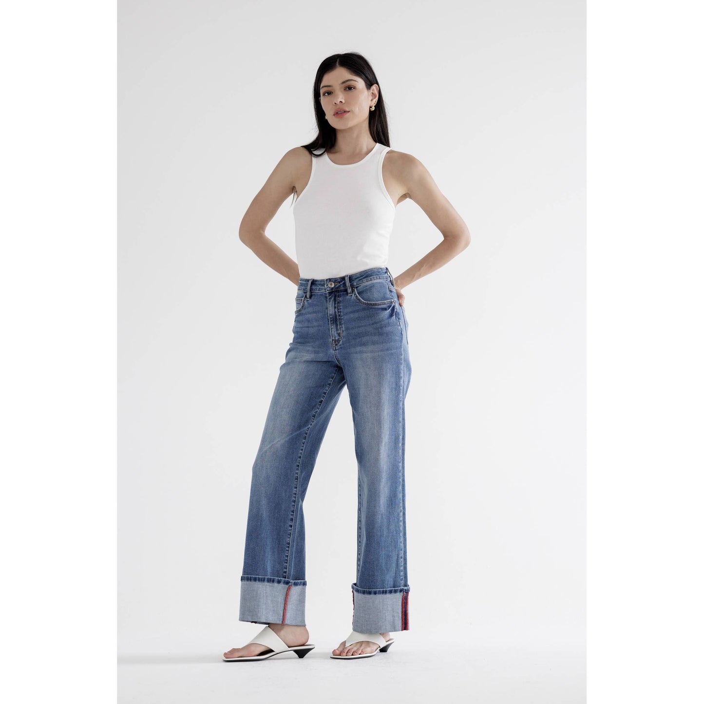MICA HIGH RISE WIDE LEG WITH CUFF HEM