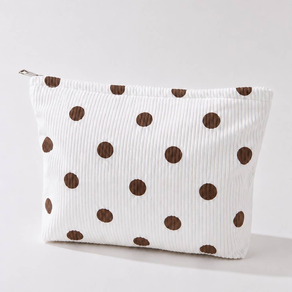 CORDUROY POLKA DOT COSMETIC MAKEUP BAG
