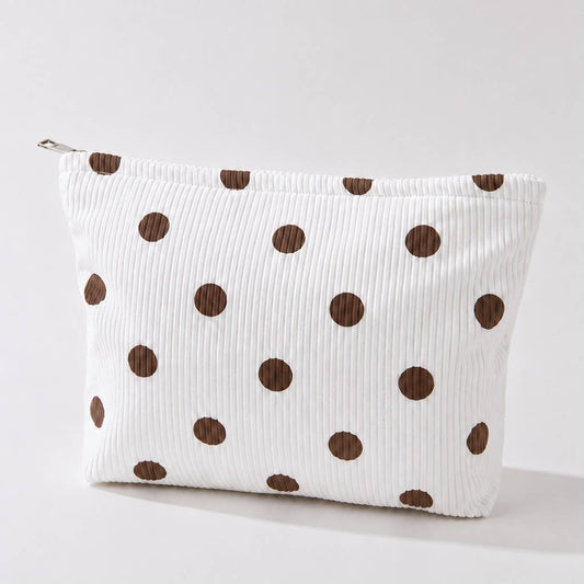 CORDUROY POLKA DOT COSMETIC MAKEUP BAG