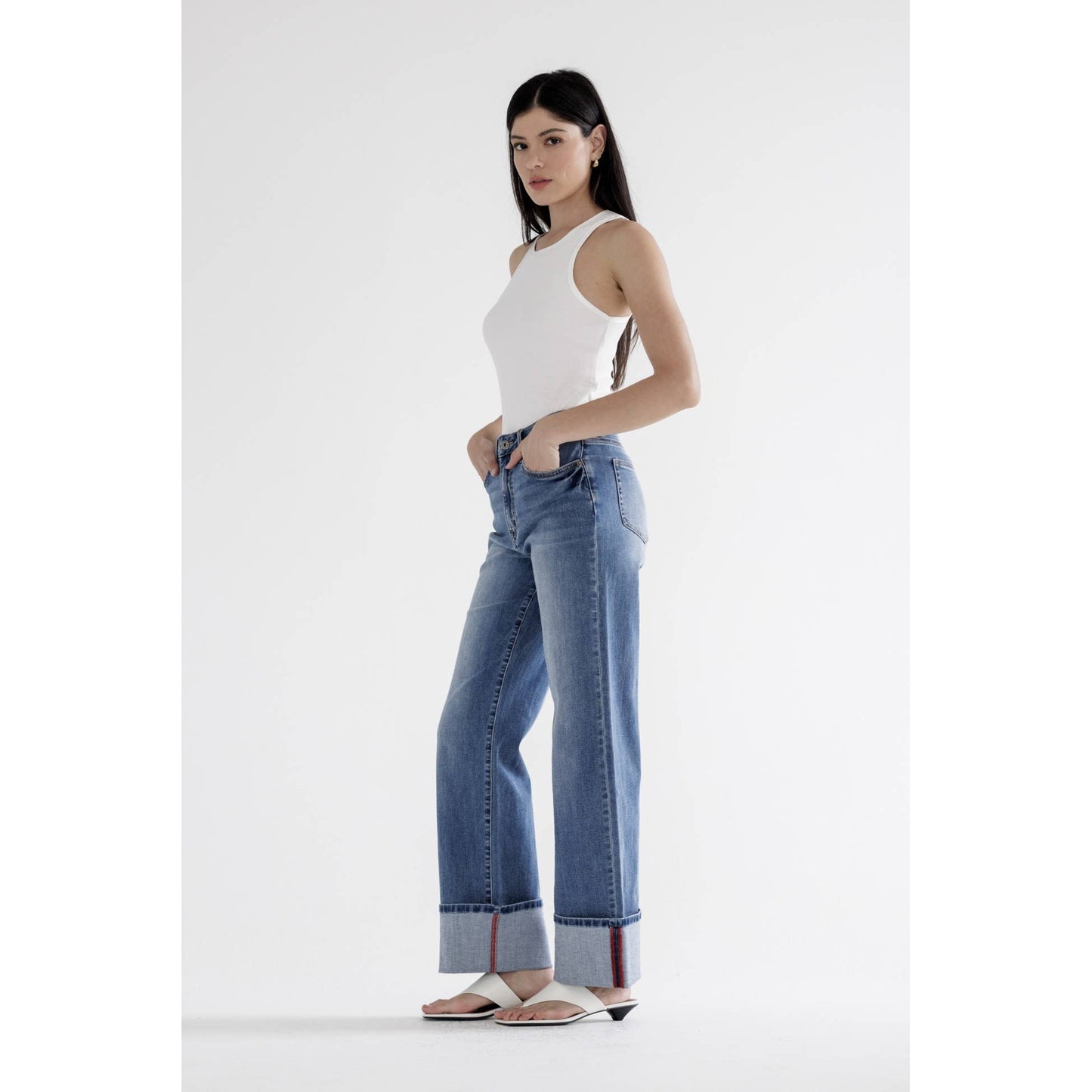 MICA HIGH RISE WIDE LEG WITH CUFF HEM