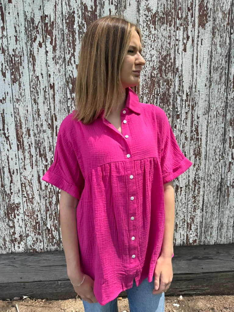 Hot Pink Baby Doll Top