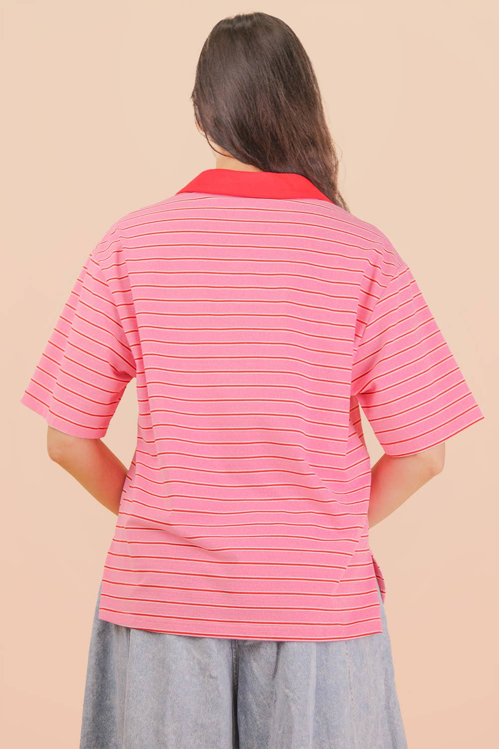 Pink & Red Striped Top