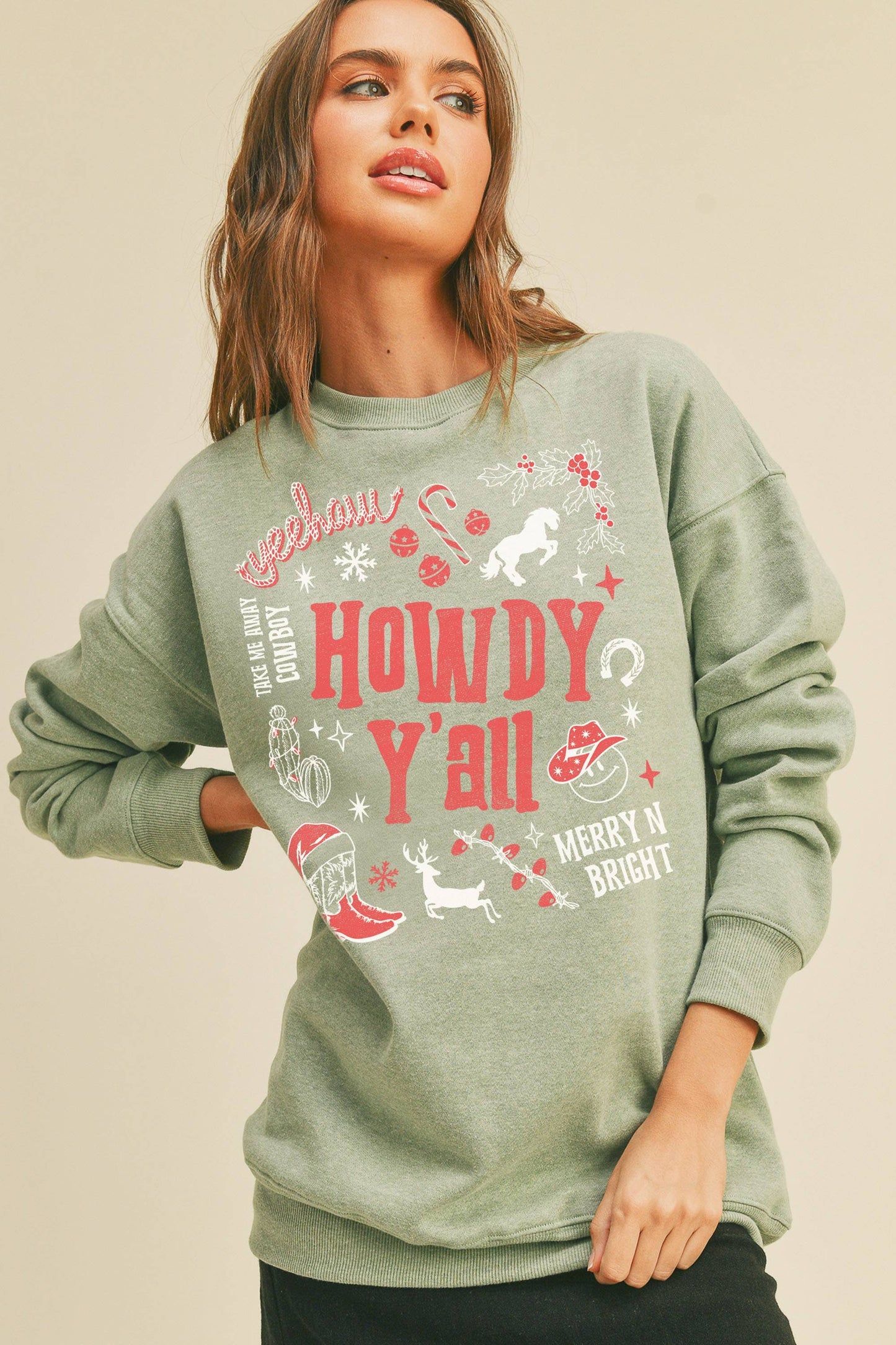 Howdy Y'all Christmas Graphic Sweatshirt