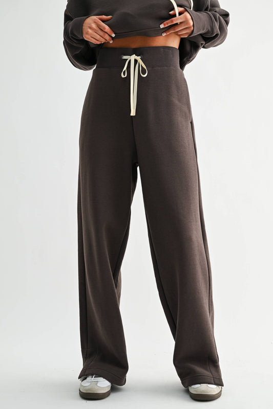 Espresso Wide Leg Fleece Pants