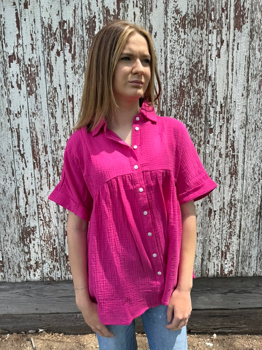 Hot Pink Baby Doll Top
