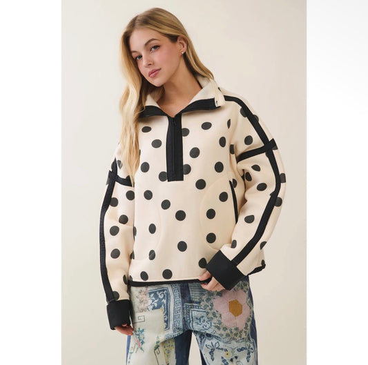 Polka Dot Contrast Pull Over