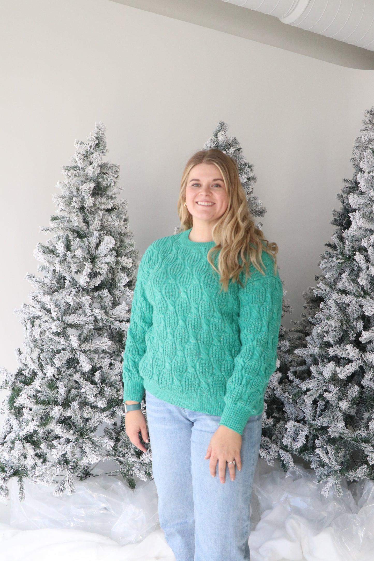 Kelly Green Textured Pullover Sweater