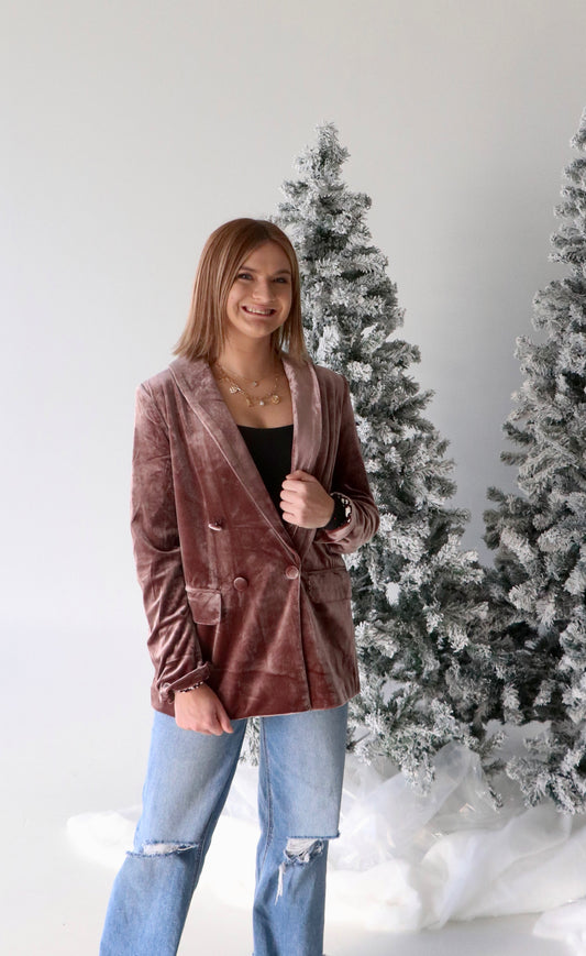 Mocha Velvet Blazer