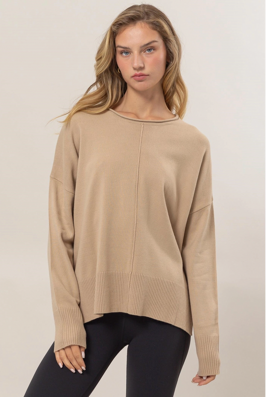 Taupe Drop Shoulder Sweater