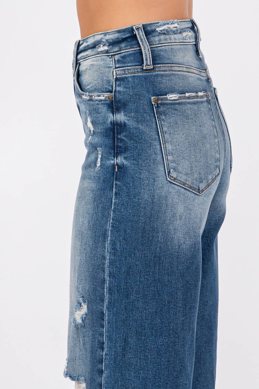 WIDE DESTROYED HIGH RISE RELAXED CROPPED WIDE LEG