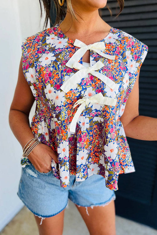 Sephira Floral Bow Detail Peplum