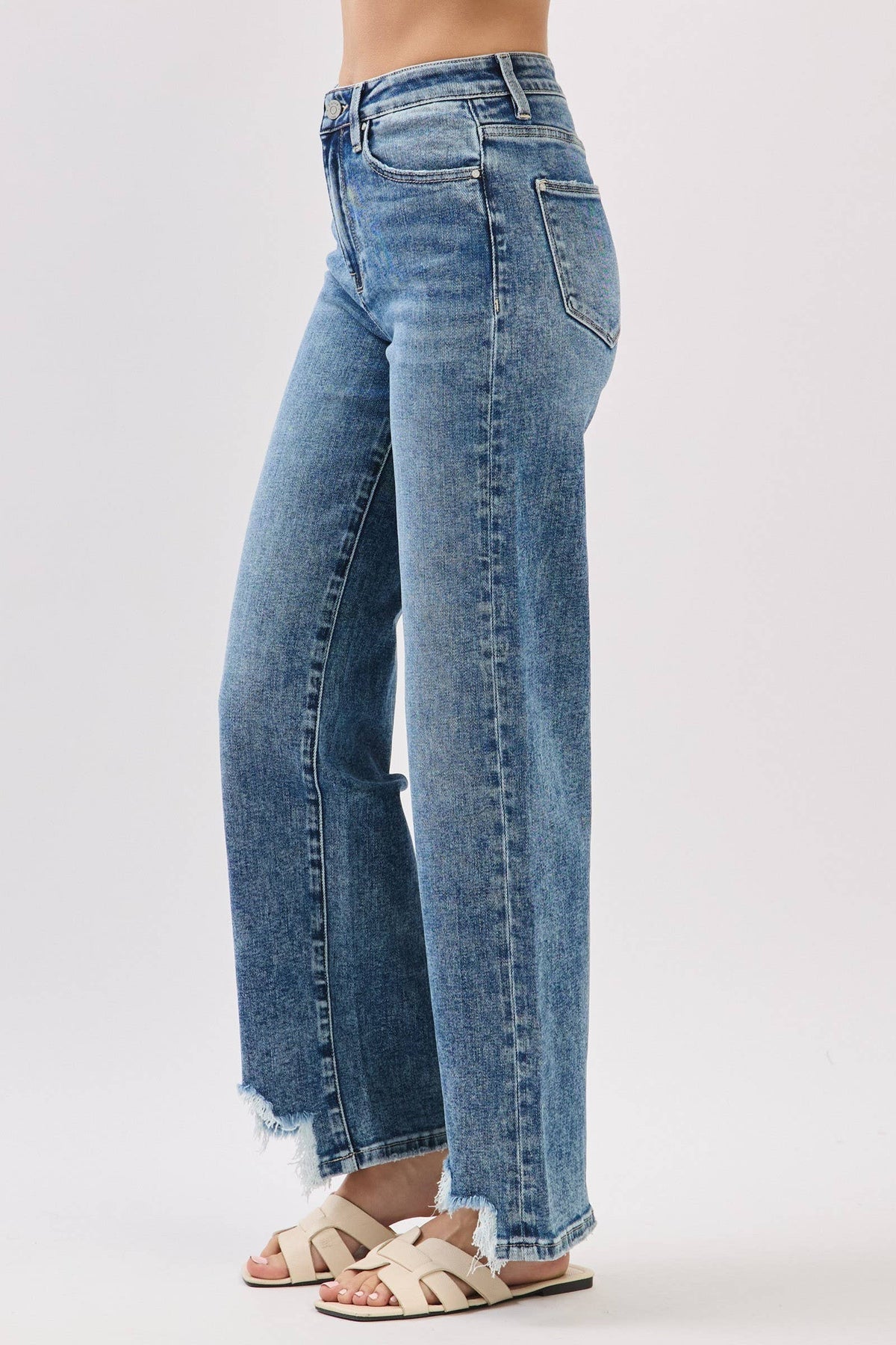 Petra HIGH RISE SLIM WIDE LEG W/ DESTROYED HEM JEANS