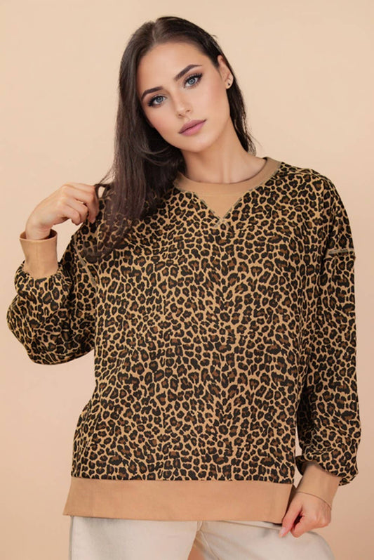 Leopard Knit Casual Top