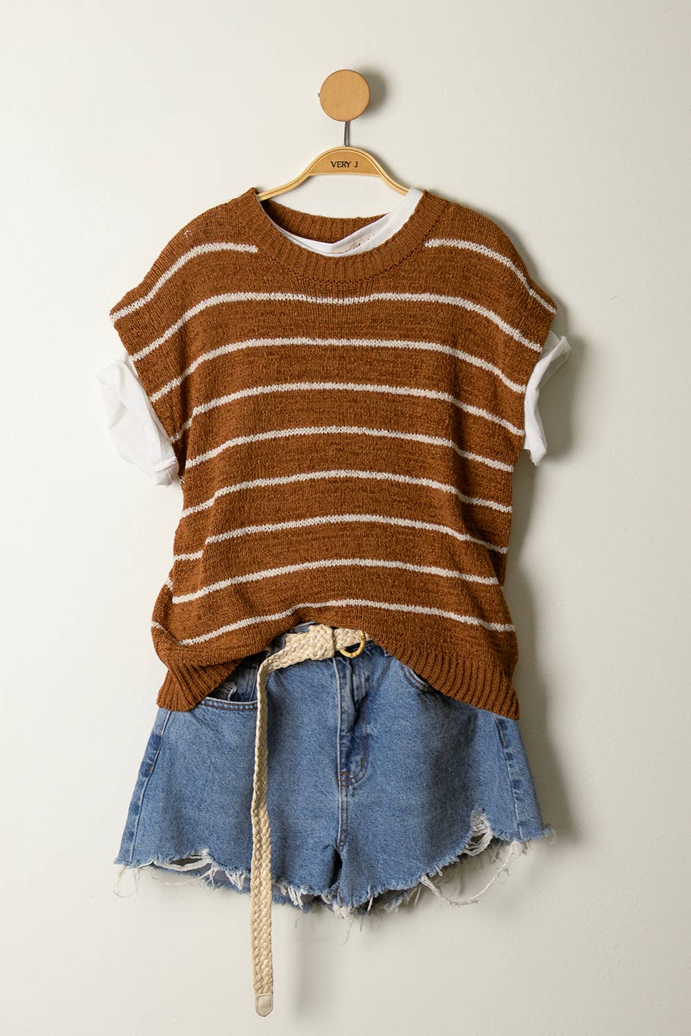 Striped Knit Sweater Vest Top