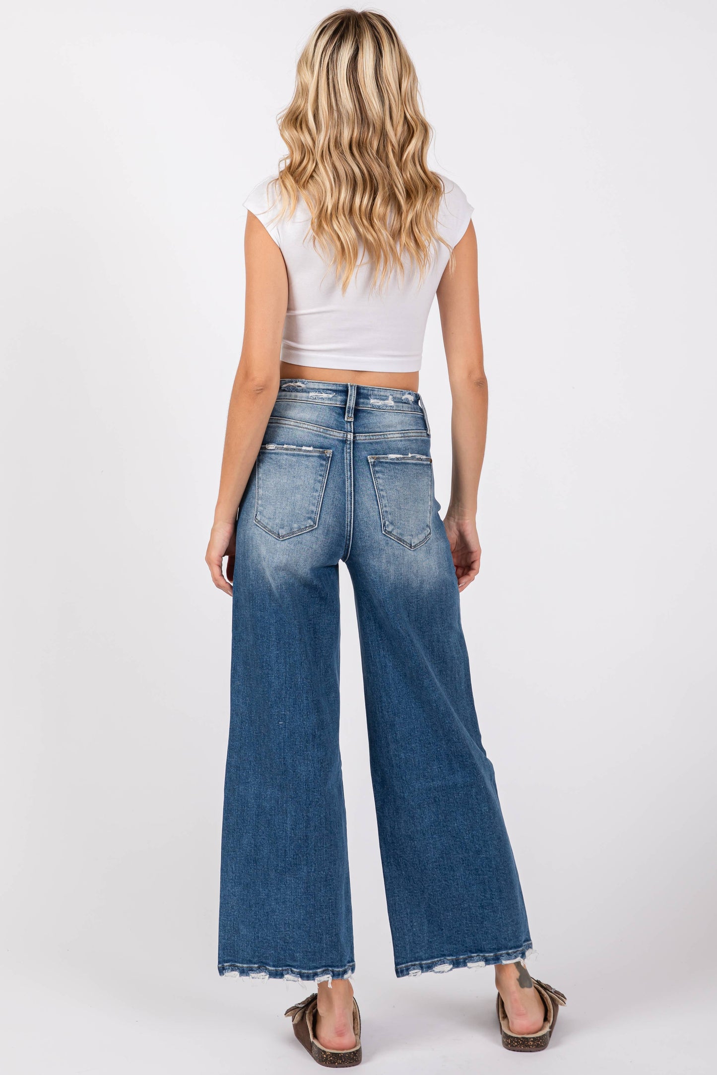 WIDE DESTROYED HIGH RISE RELAXED CROPPED WIDE LEG